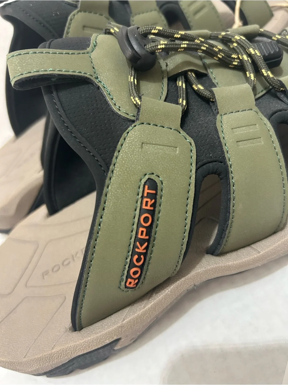 Rockport Men’s Olive Green and Tan Slide Sandals Size 13